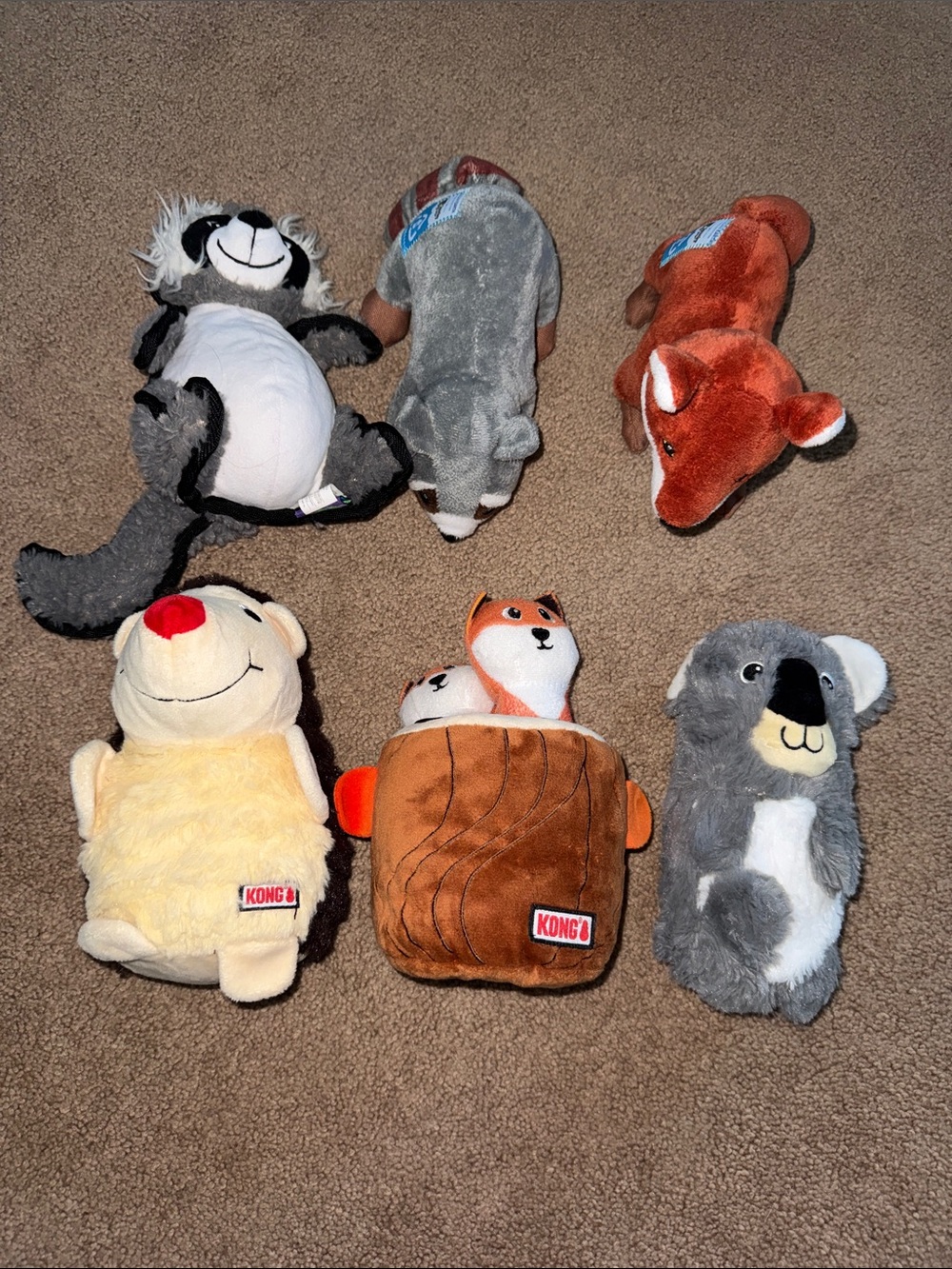 Kong and happy tales and spunky, pup Plush Dog Toy Set - Woodland creatures